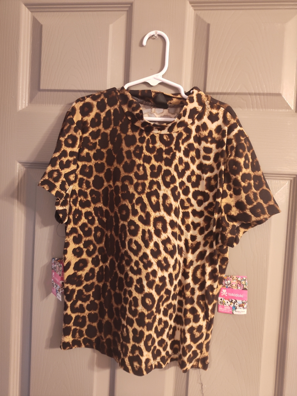 Leopard Print Short Sleeve Top - Brown & Tan
